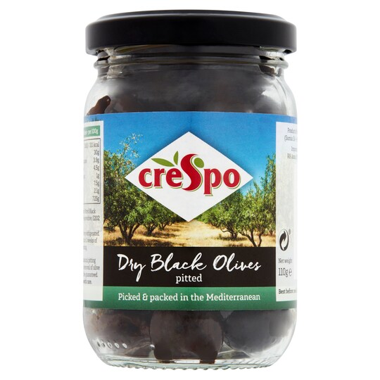 Crespo Pitted Dry Black Olives 110G Tesco Groceries