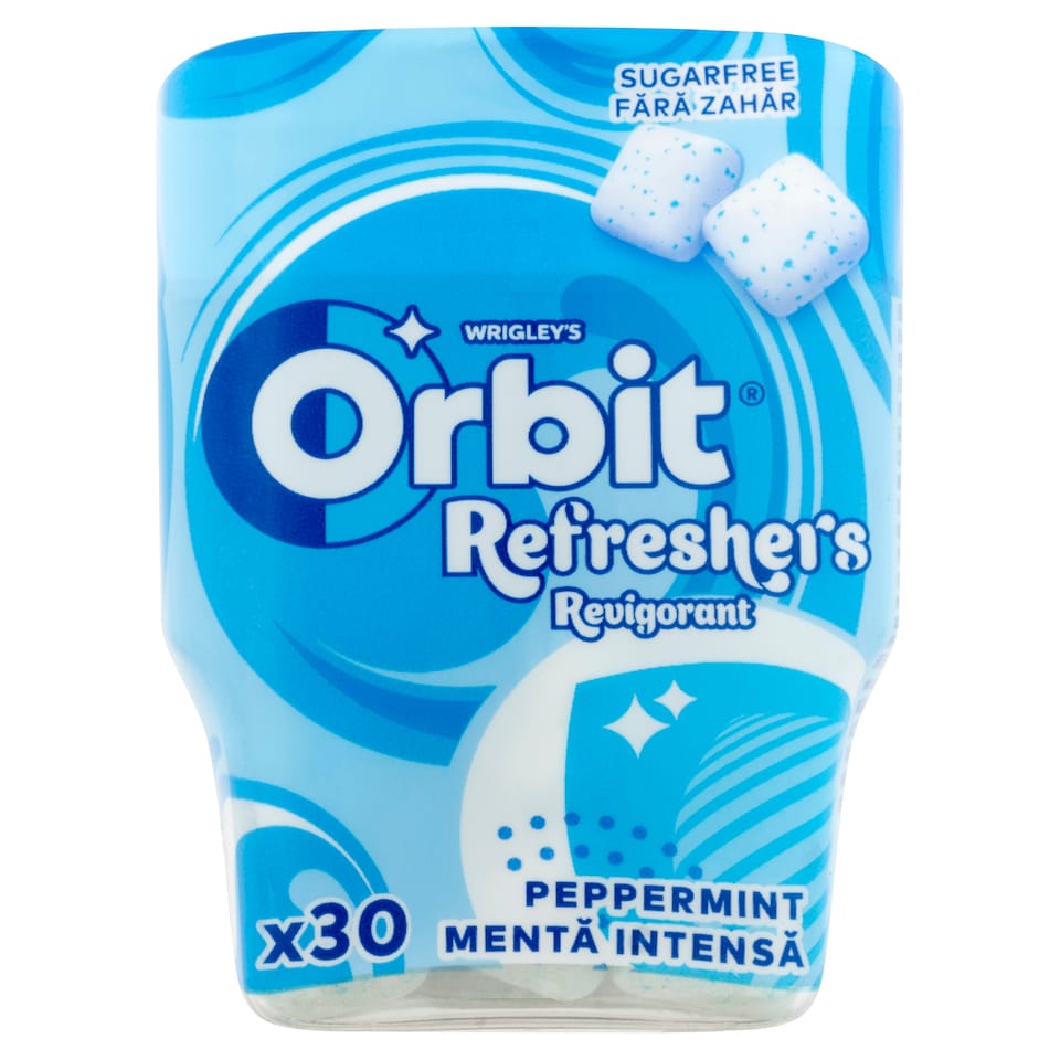 Orbit Refreshers Peppermint menta- és mentolízű cukormentes rágógumi édesítőszerrel 67 g  1. kép