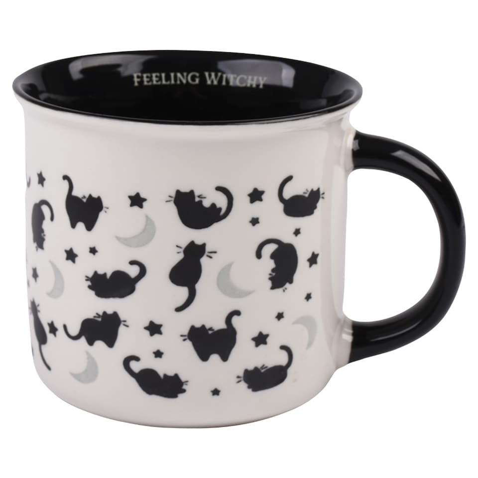 F&F Home Halloween Wax Resist Ghost / Cat Mug Assortment