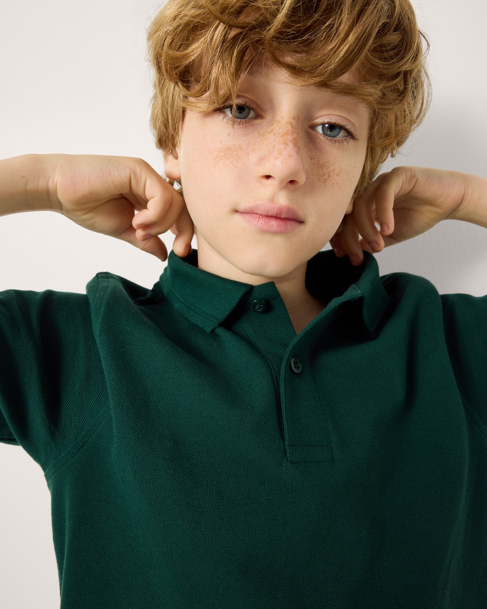 image 1 of F&F School Boys 3-Pack Pure Cotton Regular Fit Polo Shirts in Green