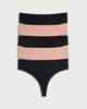 image 4 of F&F 5-Pack Cotton Rich Lace Trim Thongs in Multi