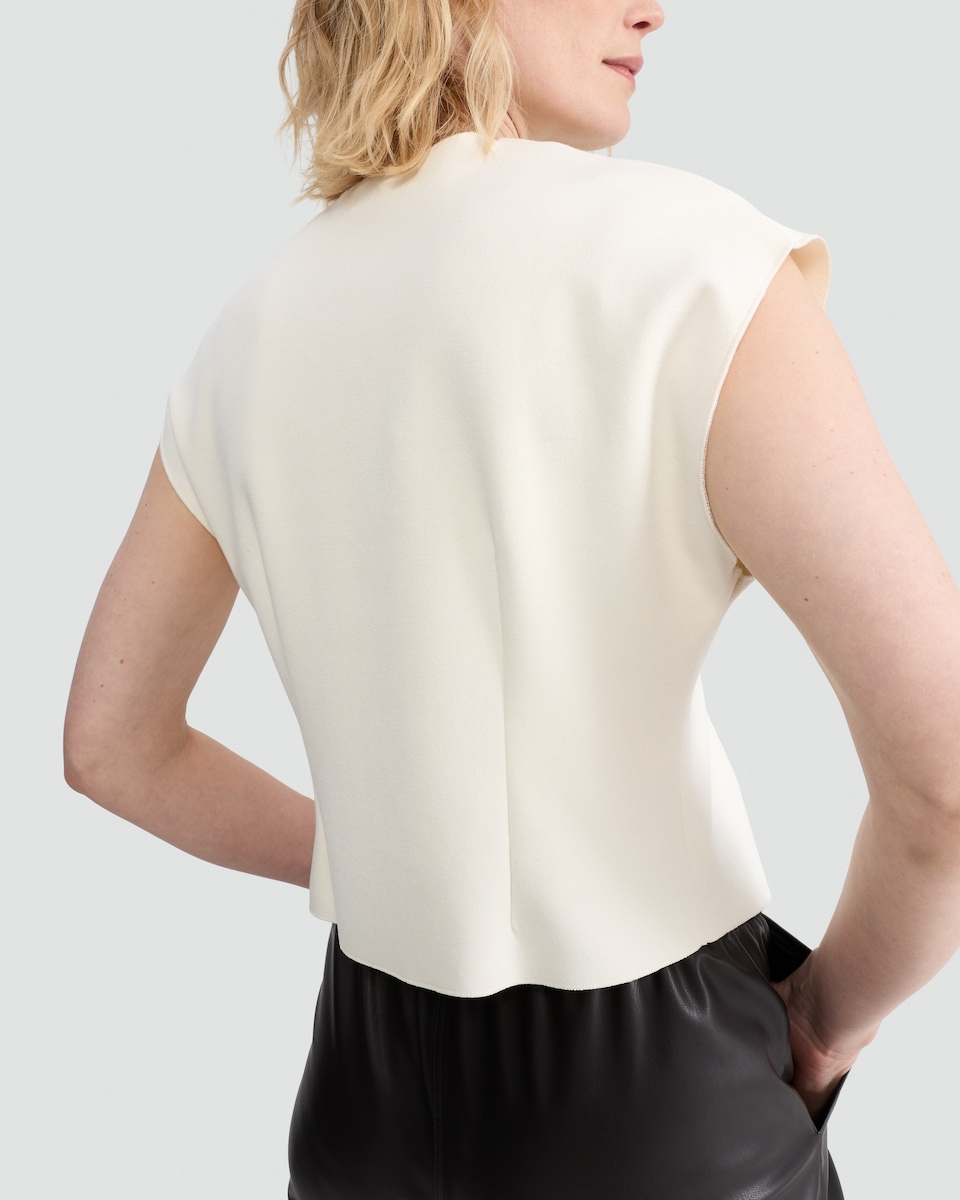 image 1 of F&F V Neck Metal Accent Top in Cream