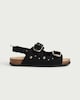 image 1 of F&F Girls Studded Buckle Strap Sandals in Black