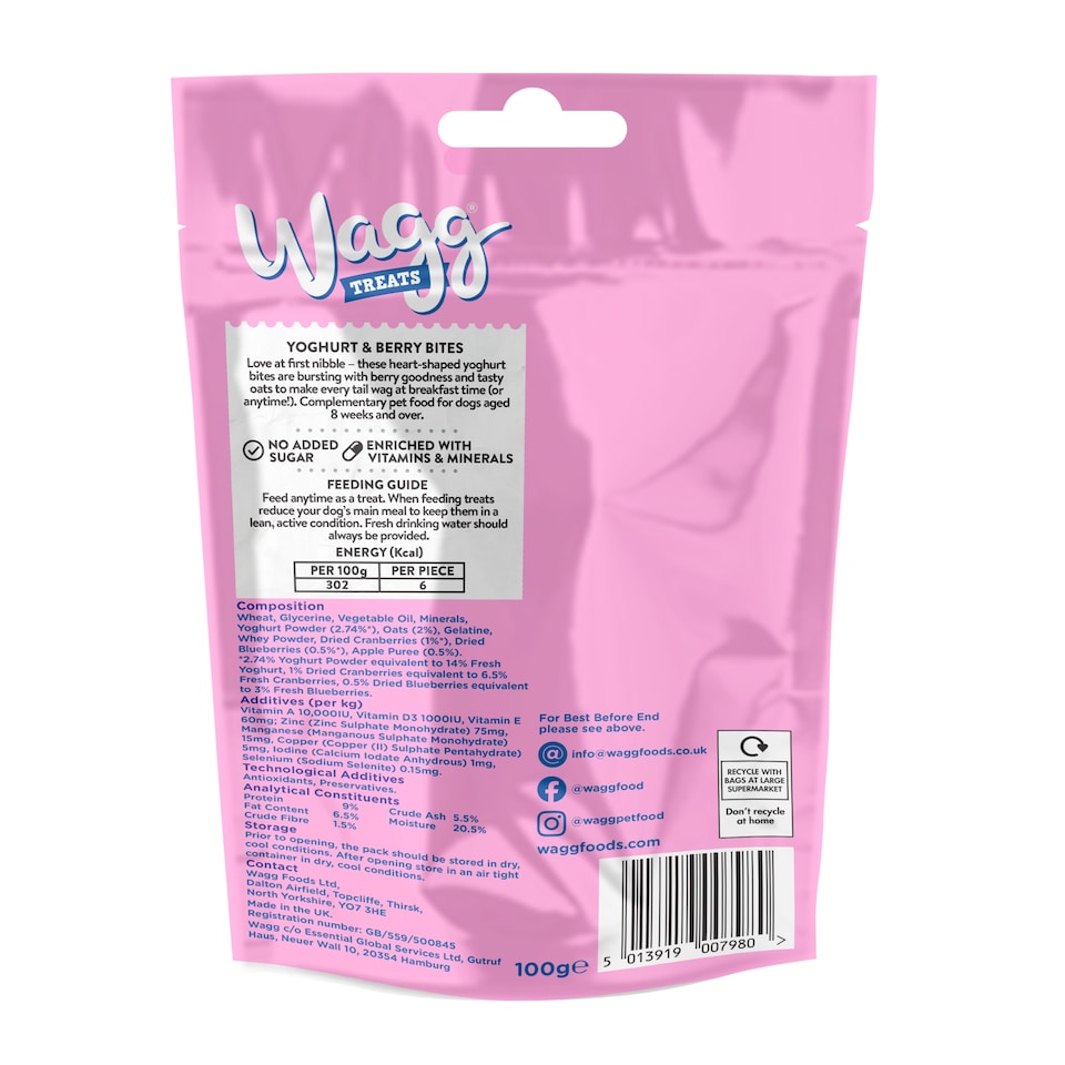 image 1 of Wagg Dog Food Breakfast Yoghurt & Berries Treats 100g