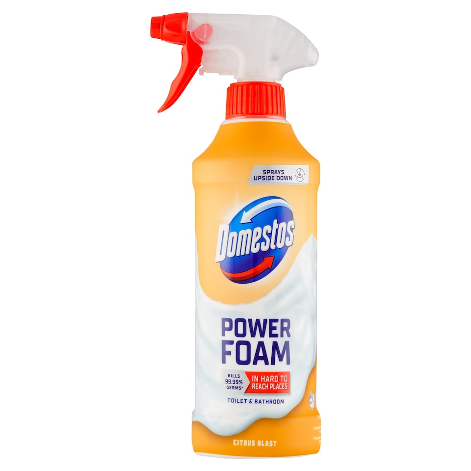 image 1 of Domestos Power Foam Citrus Blast Toilet and Bathroom Cleaning Foam 435ml