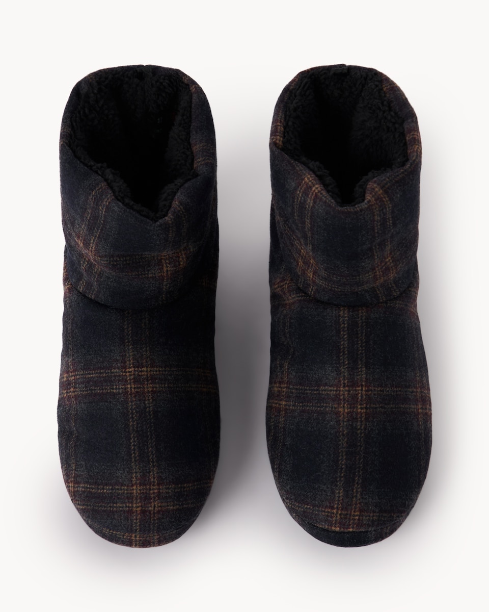 image 1 of F&F Checked Boot Slippers in Navy