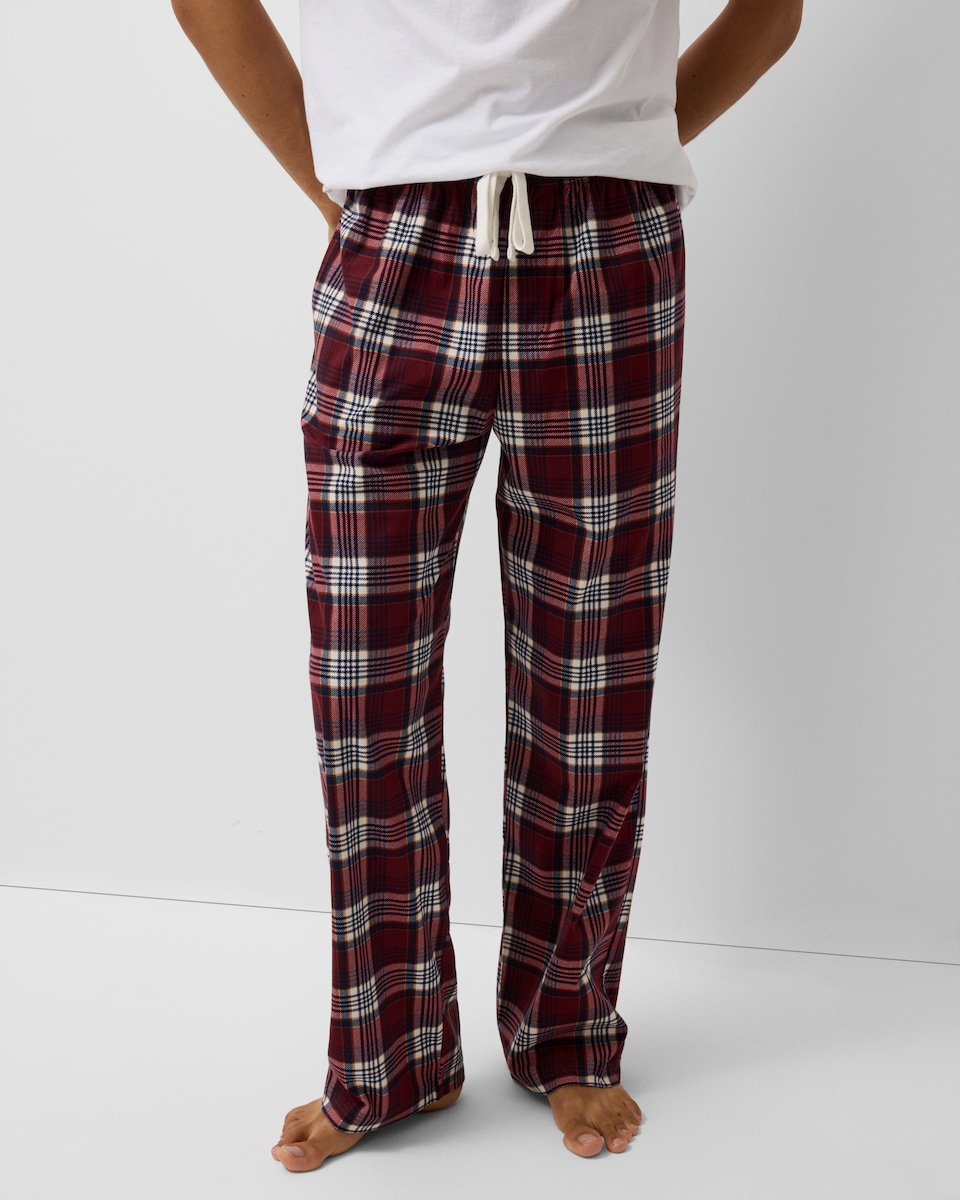 image 1 of F&F Fleece Checked Pyjama Bottoms in Purple