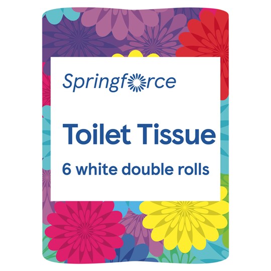 Spring Force Toilet Tissue 6 White Double Rolls Tesco Groceries