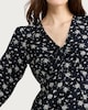 image 2 of F&F Floral Tie Neck Long Sleeved Mini Dress in Multi Black