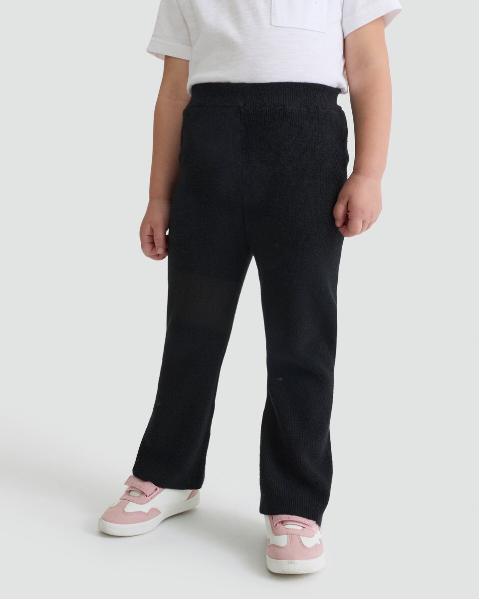 image 1 of F&F x Samantha Faiers Knitted Flared Trousers in Black
