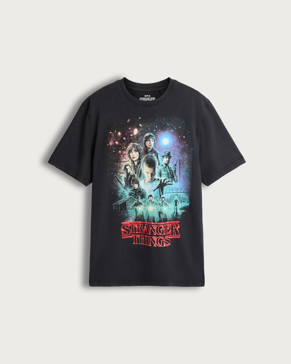 Stranger Things Pure Cotton T-Shirt in Black