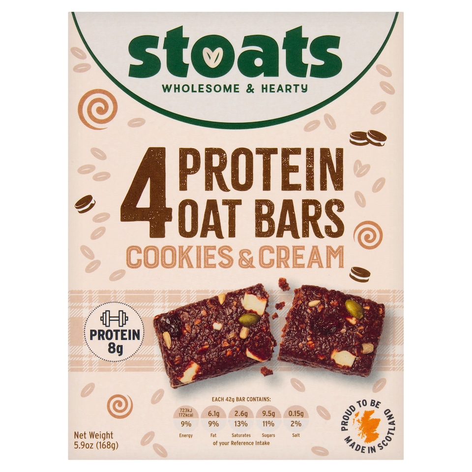 Stoats Cookies & Cream Protein Oat Bars 4 x 42g