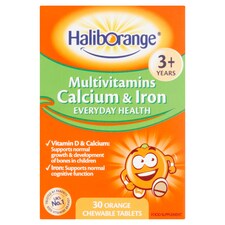 Haliborange Multivitamins with Calcium & Iron Chewable Tablets - Orange Flavour 30s