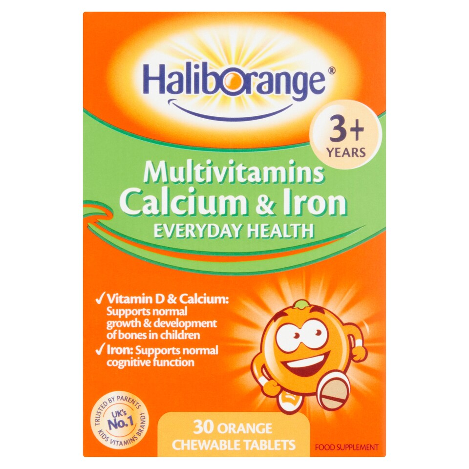 Haliborange Multivitamins with Calcium & Iron Chewable Tablets - Orange Flavour 30s