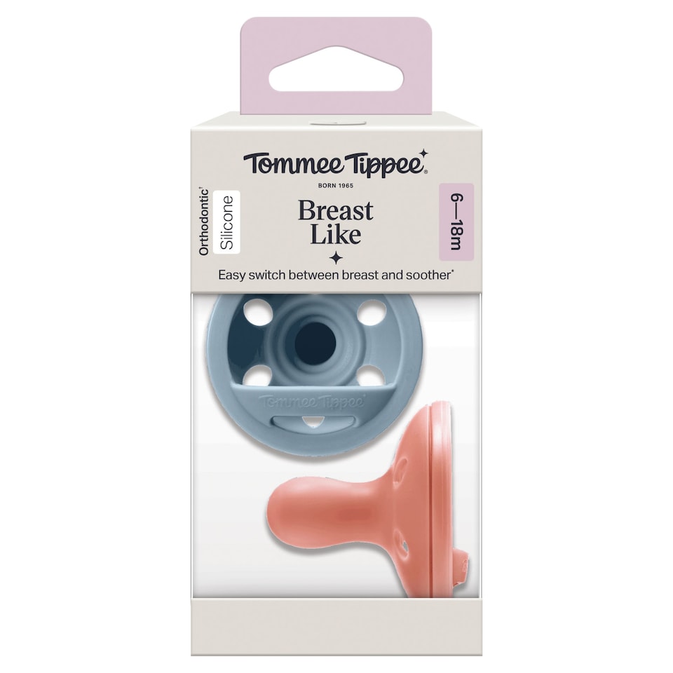 image 1 of TOMMEE TIPPEE 2X BREAST-LIKE SOOTHERS 6-18M