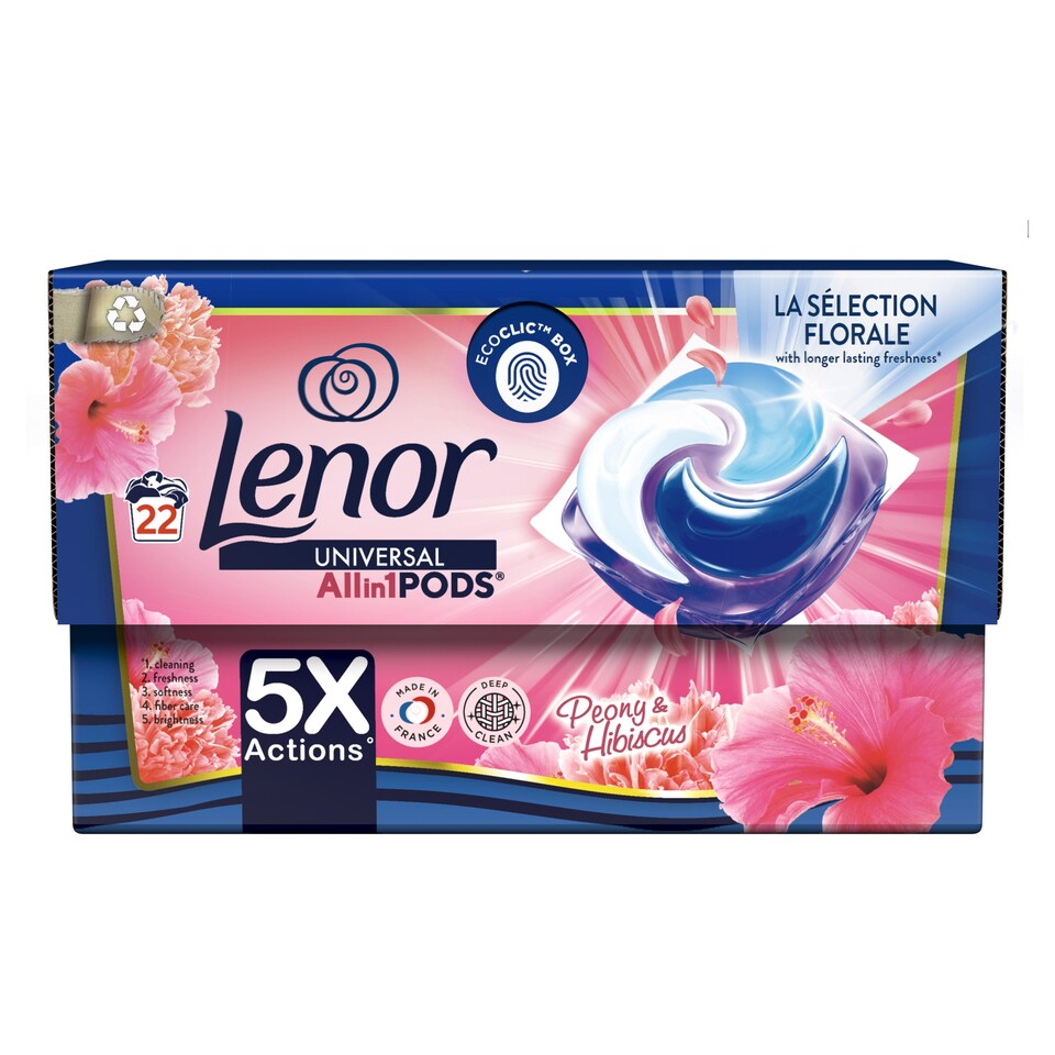 image 1 of LENOR All-in-1 PODS® Washing Mosókapszula Mosott ruha Detergent 22 Washes, Peony & Hibiscus
