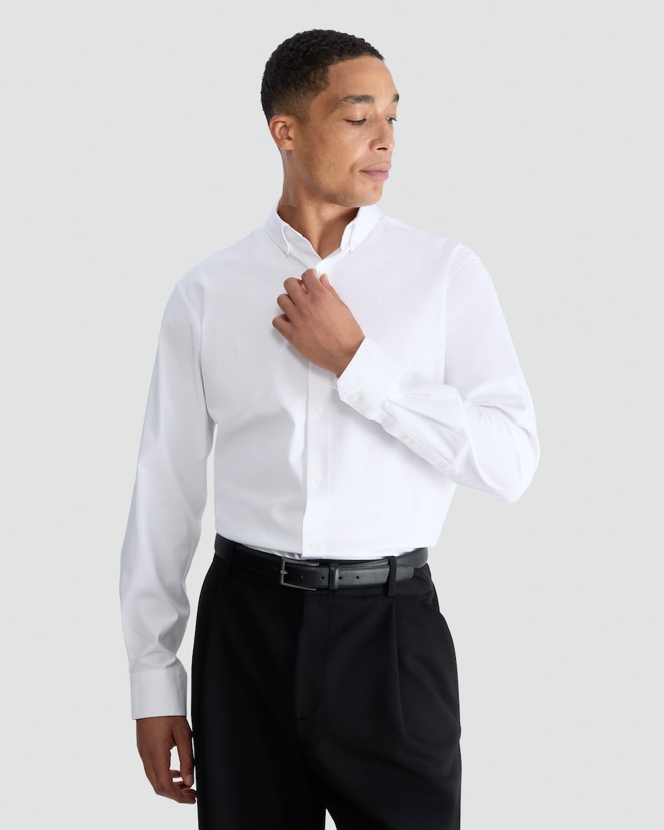 image 1 of F&F Regular Fit Stretch Button Down Collar Formal Shirt in White