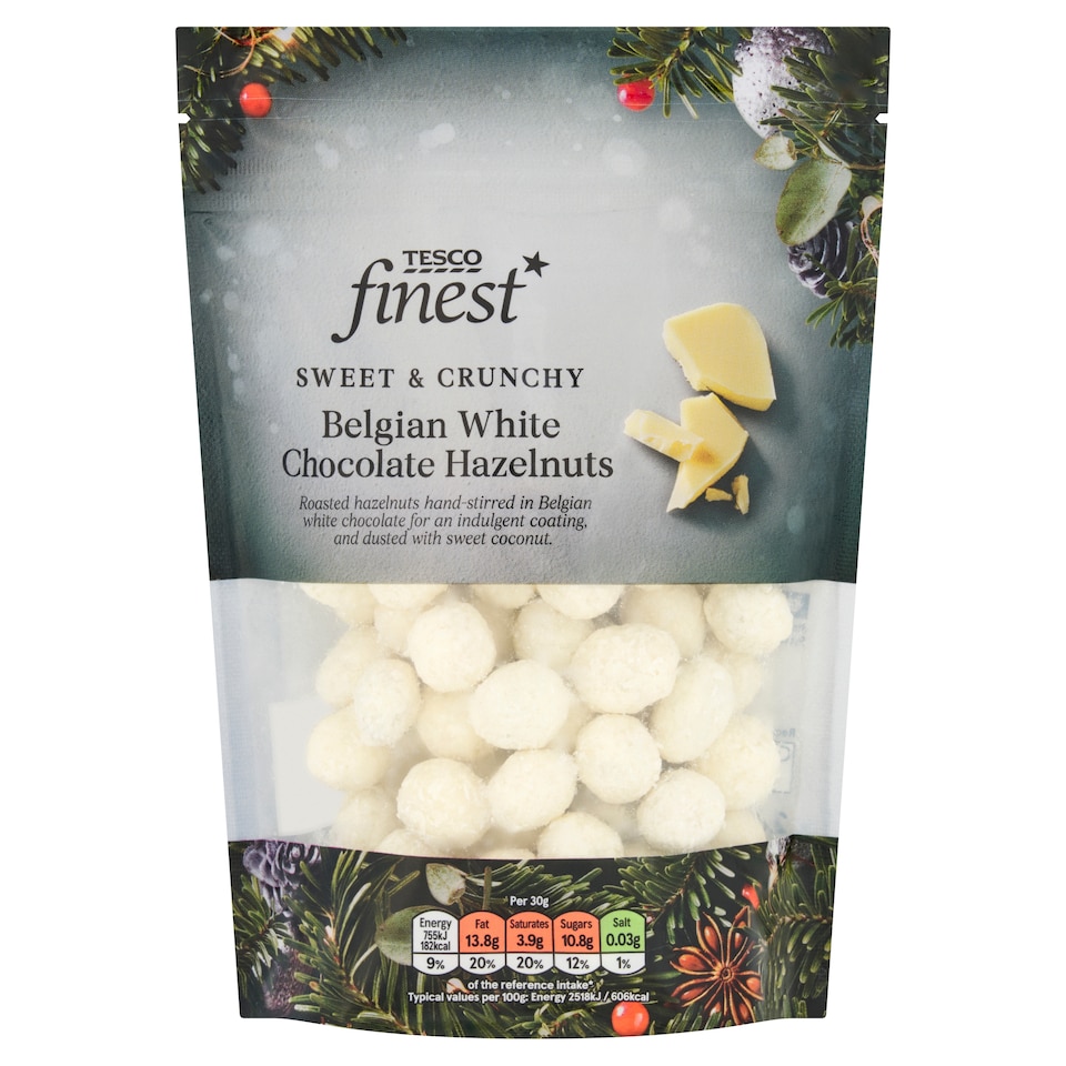 Tesco Finest White Chocolate & Coconut Hazelnuts 200G
