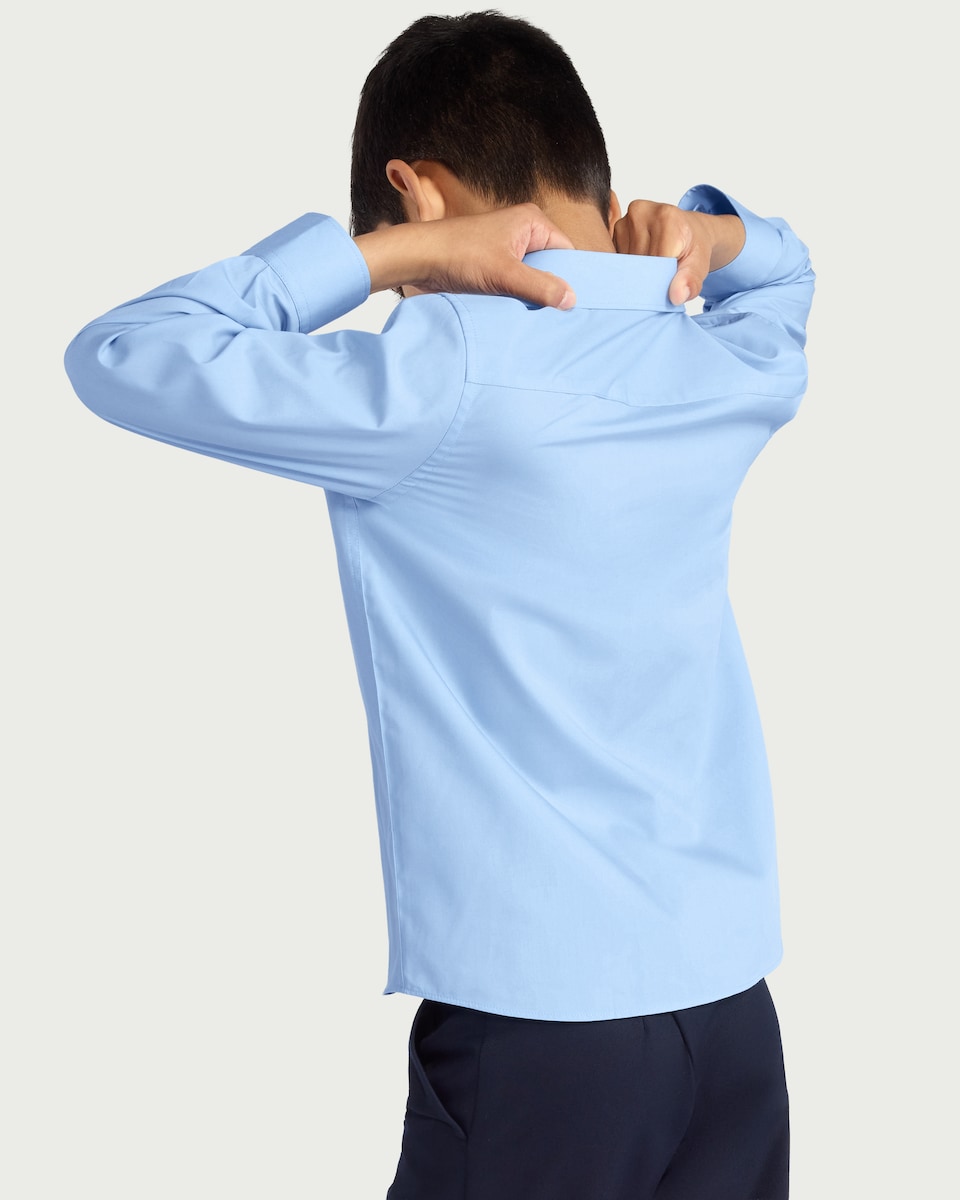 image 1 of F&F School Boys 3-Pack Regular Fit Long Sleeved Shirts in Blue