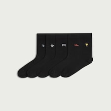 F&F 5-Pack Cotton Rich Football Embroidered Ankle Socks in Multi