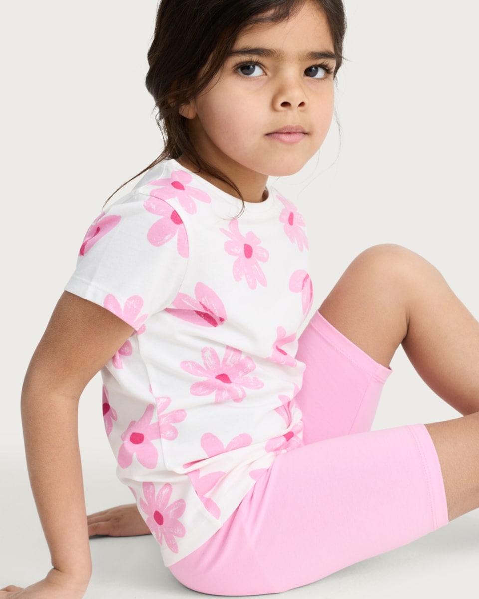 image 1 of F&F Girls 3-Pack Cotton Rich Printed Cycling Shorts in Multi Pink