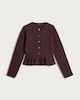 image 4 of F&F Peplum Hem Buttoned Cardigan in Burgundy