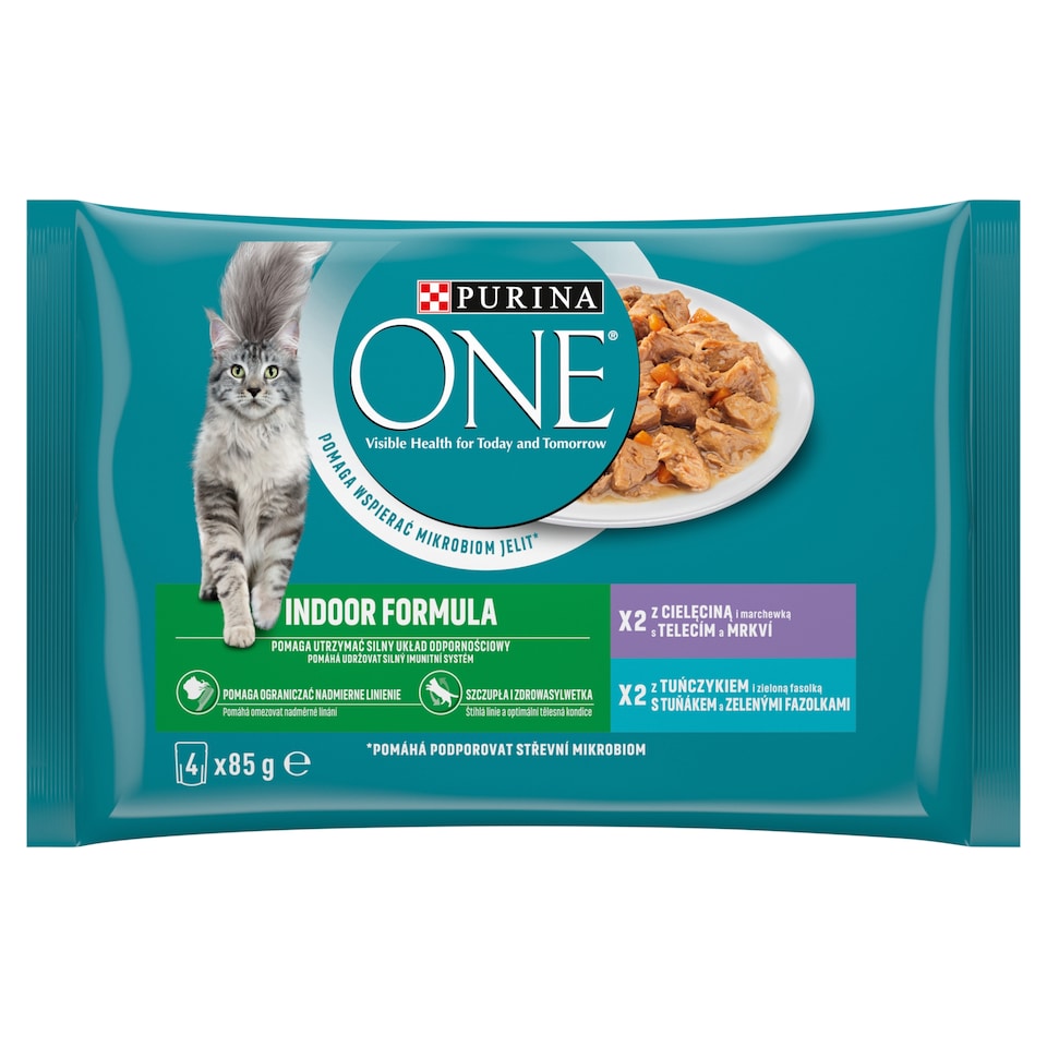 obrázok 1 z Purina ONE Indoor kapsičky pre mačky tuniak, teľacie v šťave 4 × 85 g