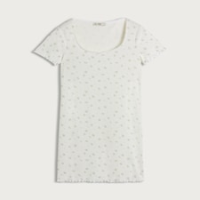 F&F Pointelle Floral Print Short Sleeved Nightdress in White
