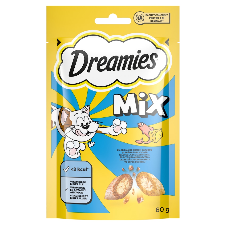 Dreamies Mix so syrom a lososovou príchuťou 60 g