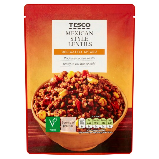 Tesco Microwave Mexican Style Lentils 250G Tesco Groceries