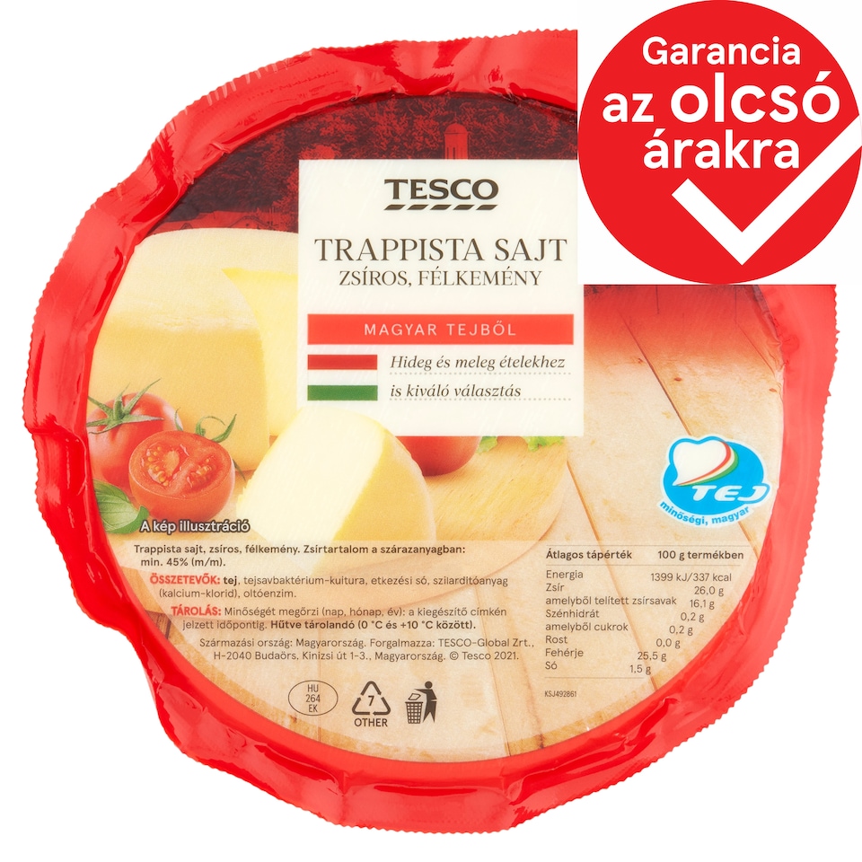 Tesco zsíros, félkemény trappista sajt