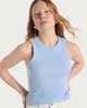 image 1 of F&F Cotton Rich Ribbed Racerback Vest in Blue