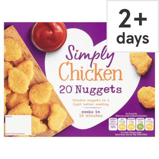 Simply Chicken 20 Battered Chicken Nuggets 400G Tesco Groceries