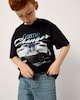 image 1 of F&F Boys Pure Cotton Slogan Oversized Fit T-Shirt in Black