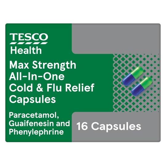 Tesco Max Strength All In One Cold & Flu 16 Capsule Tesco Groceries