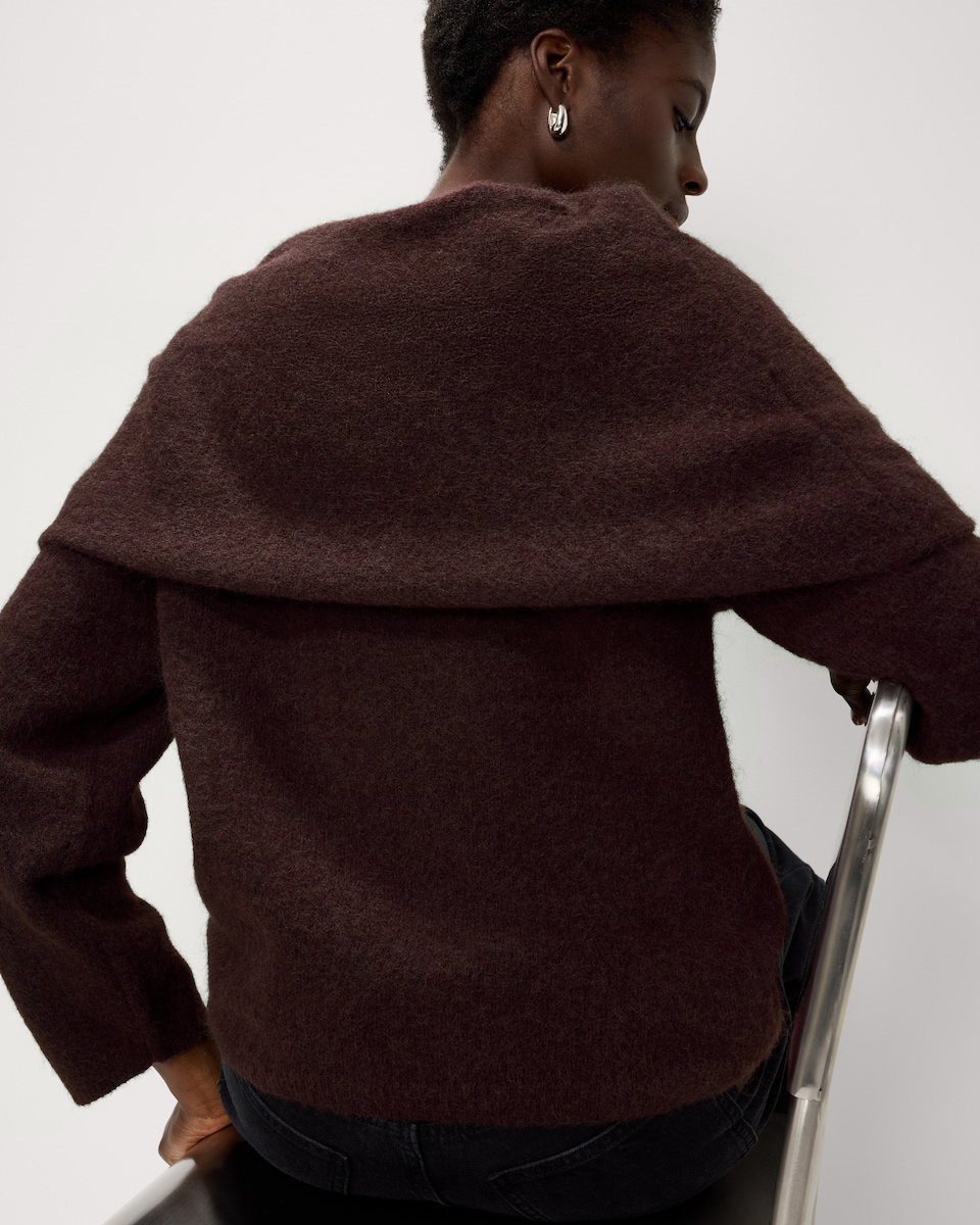 image 1 of F&F Cape Knitted Jumper in Burgundy