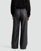 image 2 of The F&F Edit Faux Leather Wide Leg Drawstring Trousers in Chocolate