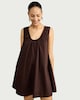 image 4 of F&F Pure Cotton Scoop Neck Dress in Brown