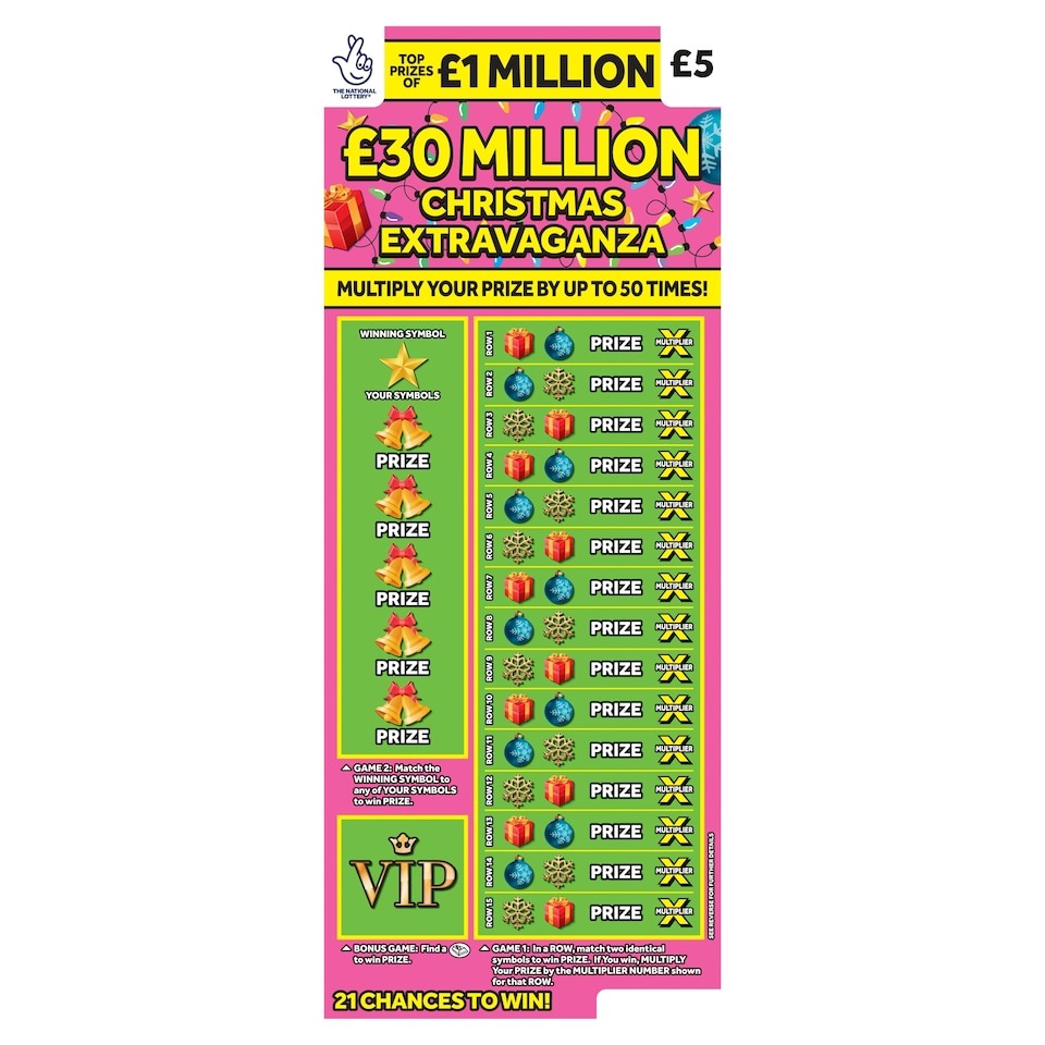 £30 MILLION XMA EXTRAVAGANZA SCRATCHCARD