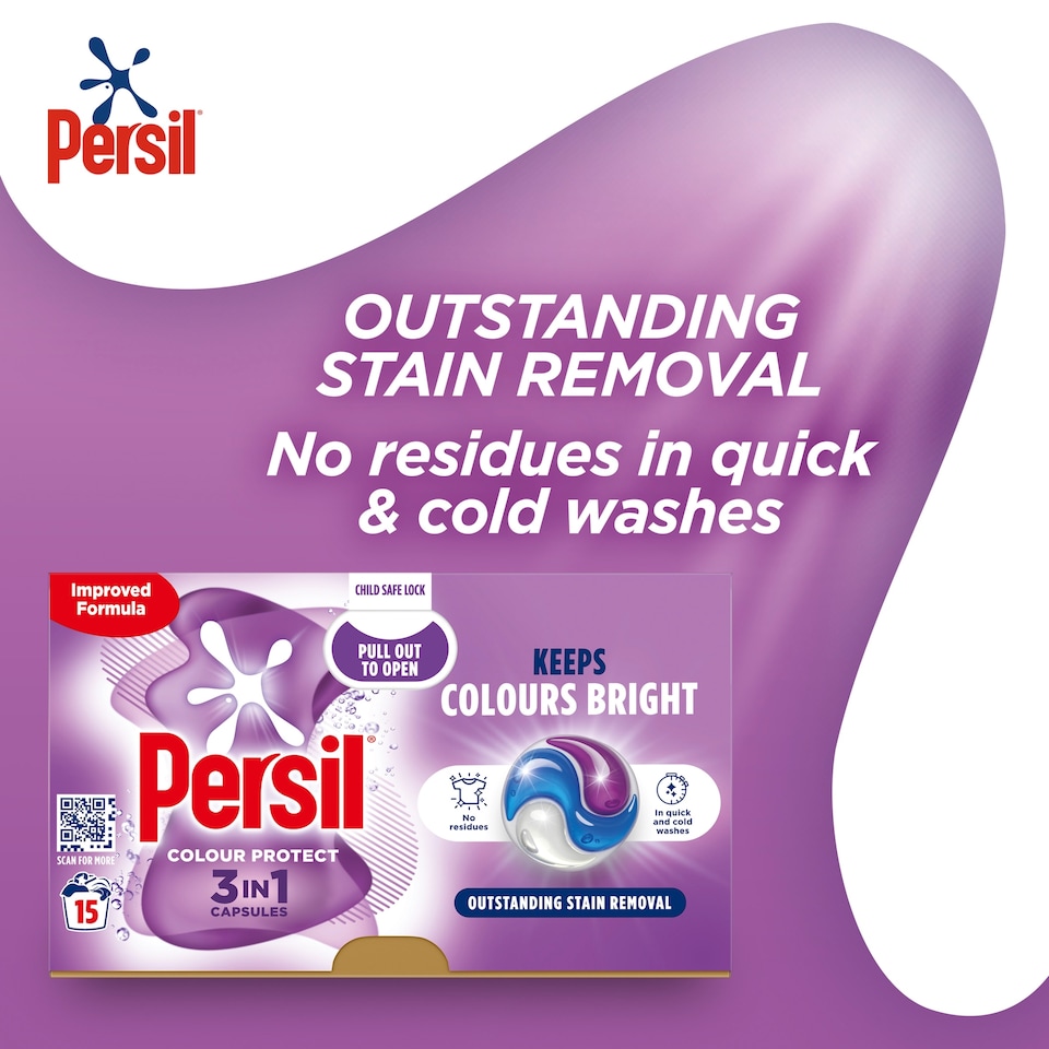 image 1 of Persil 3 in 1 Colour Protect Laundry Detergent Capsules 15 Washes 316.5g