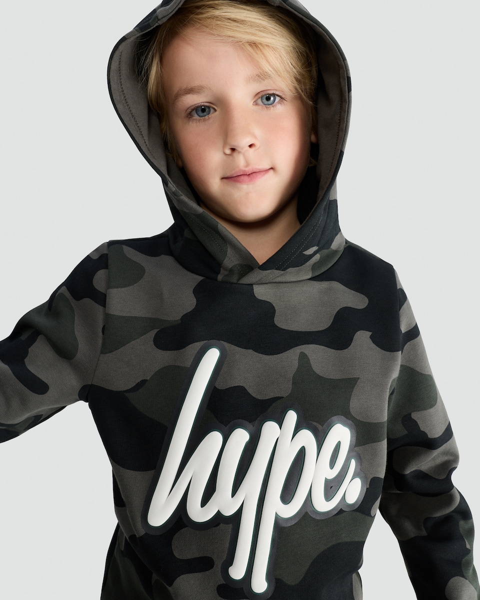 image 1 of Hype Camouflage Hoodie in Multi Black