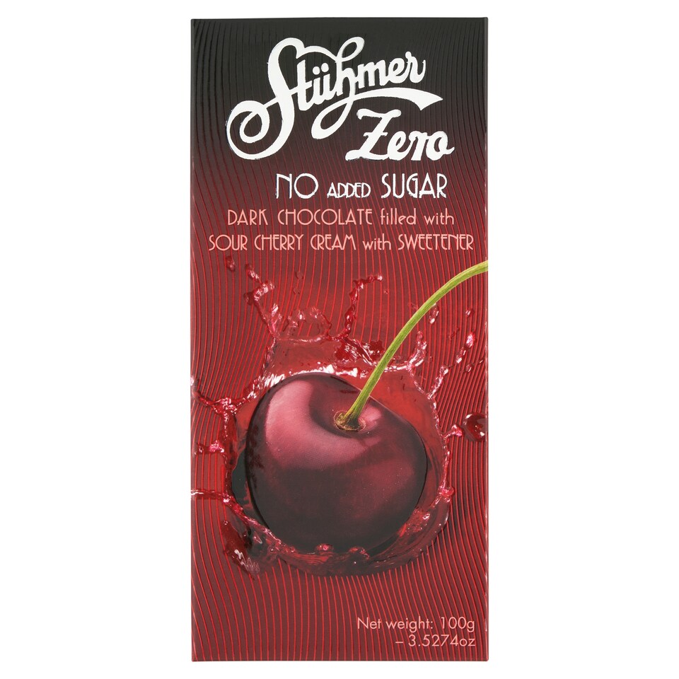 Stühmer Dark Chocolate Filled with Cherry Cream and Sweetener 100 g