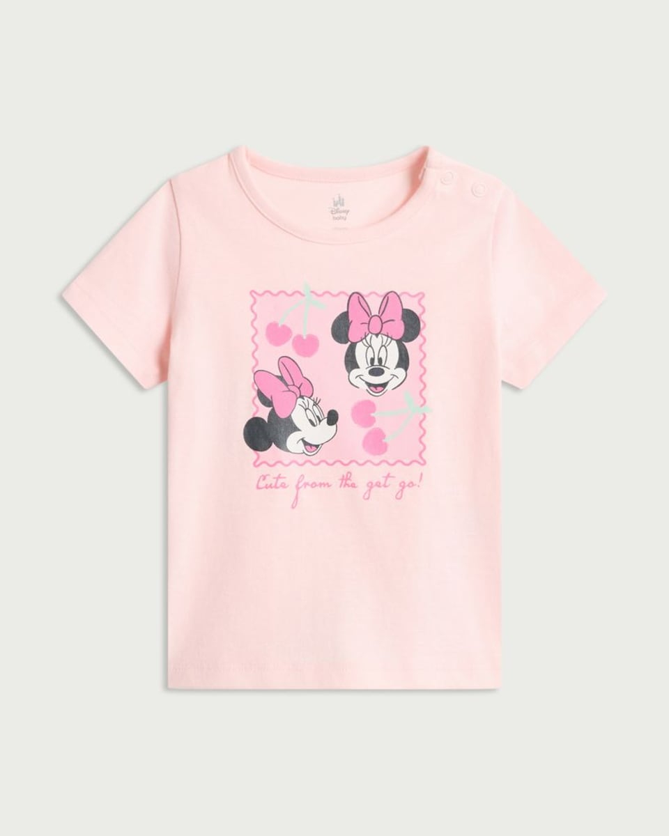 image 1 of Disney Minnie Mouse Print T-Shirt in Pink