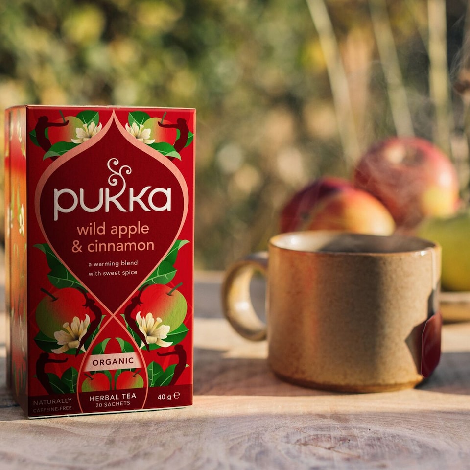 image 1 of Pukka Organic Wild Apple & Cinnamon Herbal Tea with Ginger and Orange 20 Tea Bags 40g