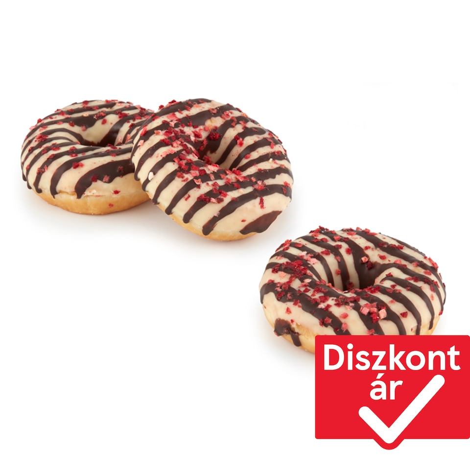 image 1 of Donut with Strawberry Flavored Filling, White Chocolate Coating and Strawberry Pieces Defrosted 73 g