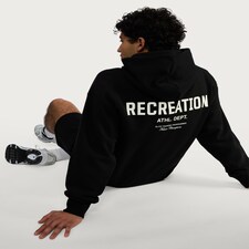 F&F Cotton Rich Recreation Athl. Dept. Slogan Hoodie in Black