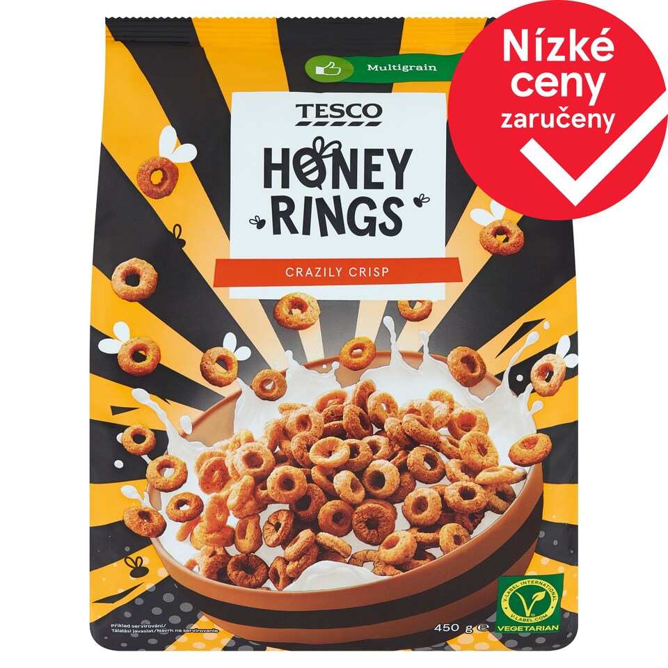 Tesco Cereální kroužky obalené v medu 450g