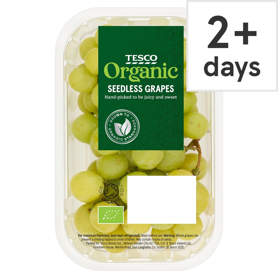 image 1 of Tesco Organic Seedless Grapes 400g