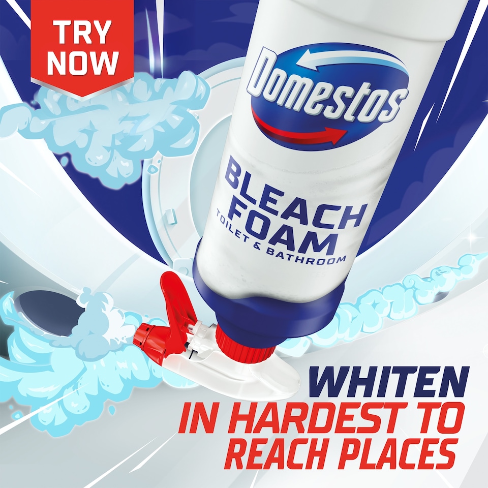 image 1 of Domestos Bleach Foam Spray Toilet & Bathroom Cleaner Mint Boost 450ml
