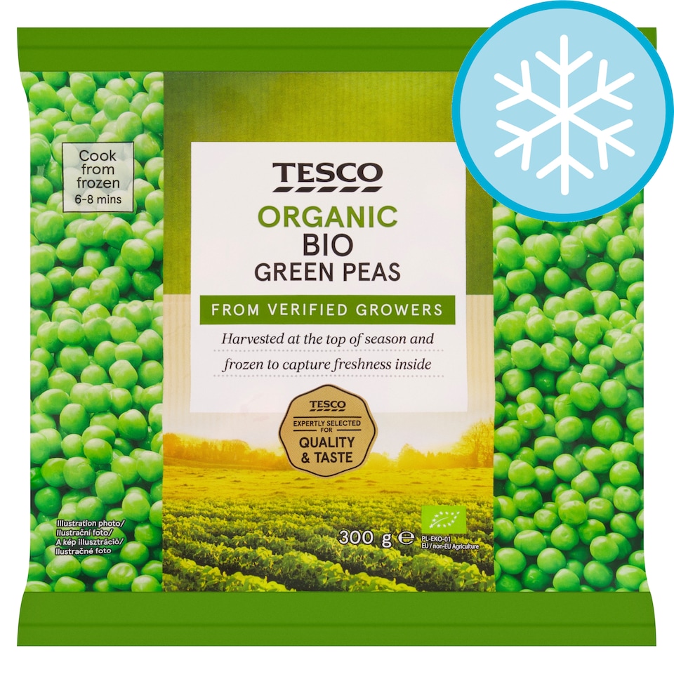 TESCO ORGANIC BIO GREEN PEAS 300G